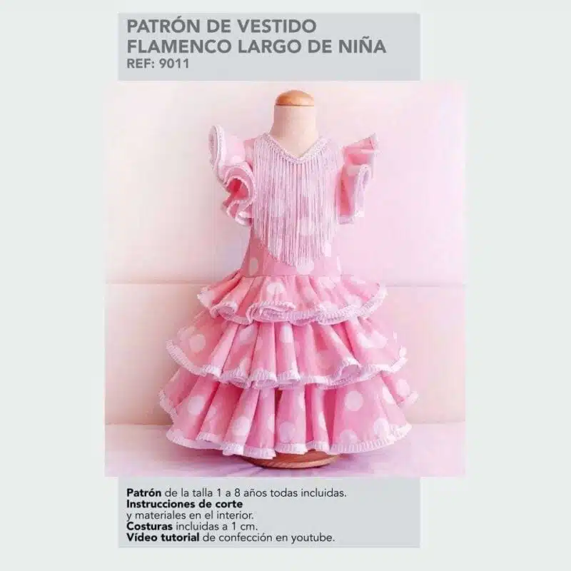 Patron de vestido flamenco largo de niña
